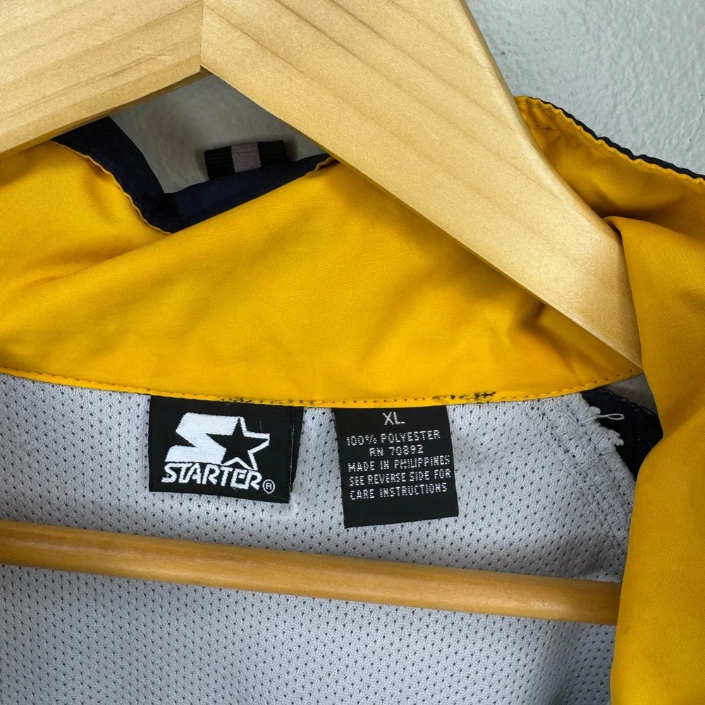 Vintage STARTER Navy and Bright Yellow Jacket with Gray Interior